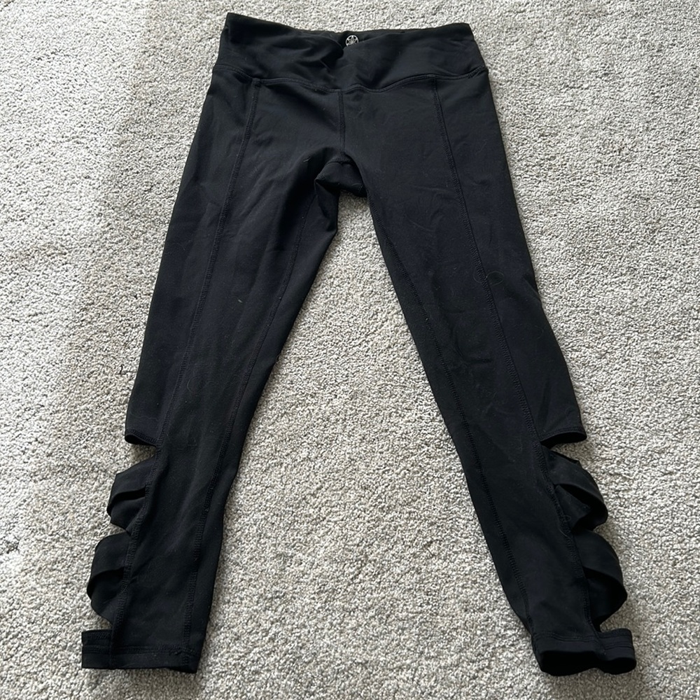 GAIAM Black Yoga Pants with a Criss Cross Design